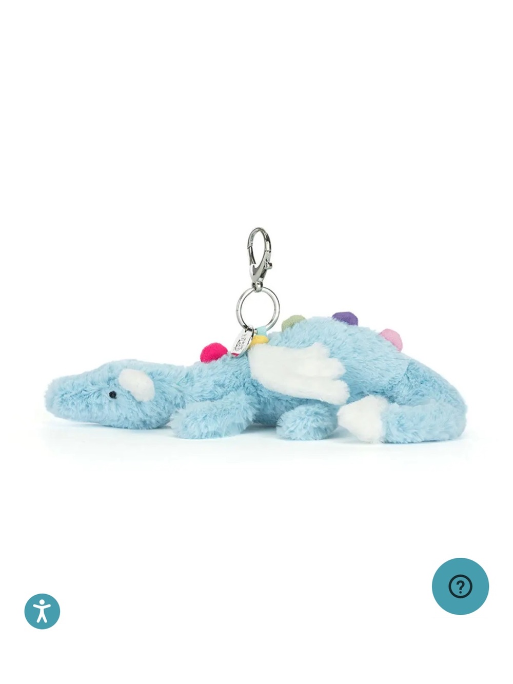 Jellycat Light Blue sky Dragon Keychain with Rainbow Spikes (rare)